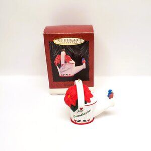 Hallmark Christmas Ornament For Grandmother 1995 Watering Can Poinsettia Vtg